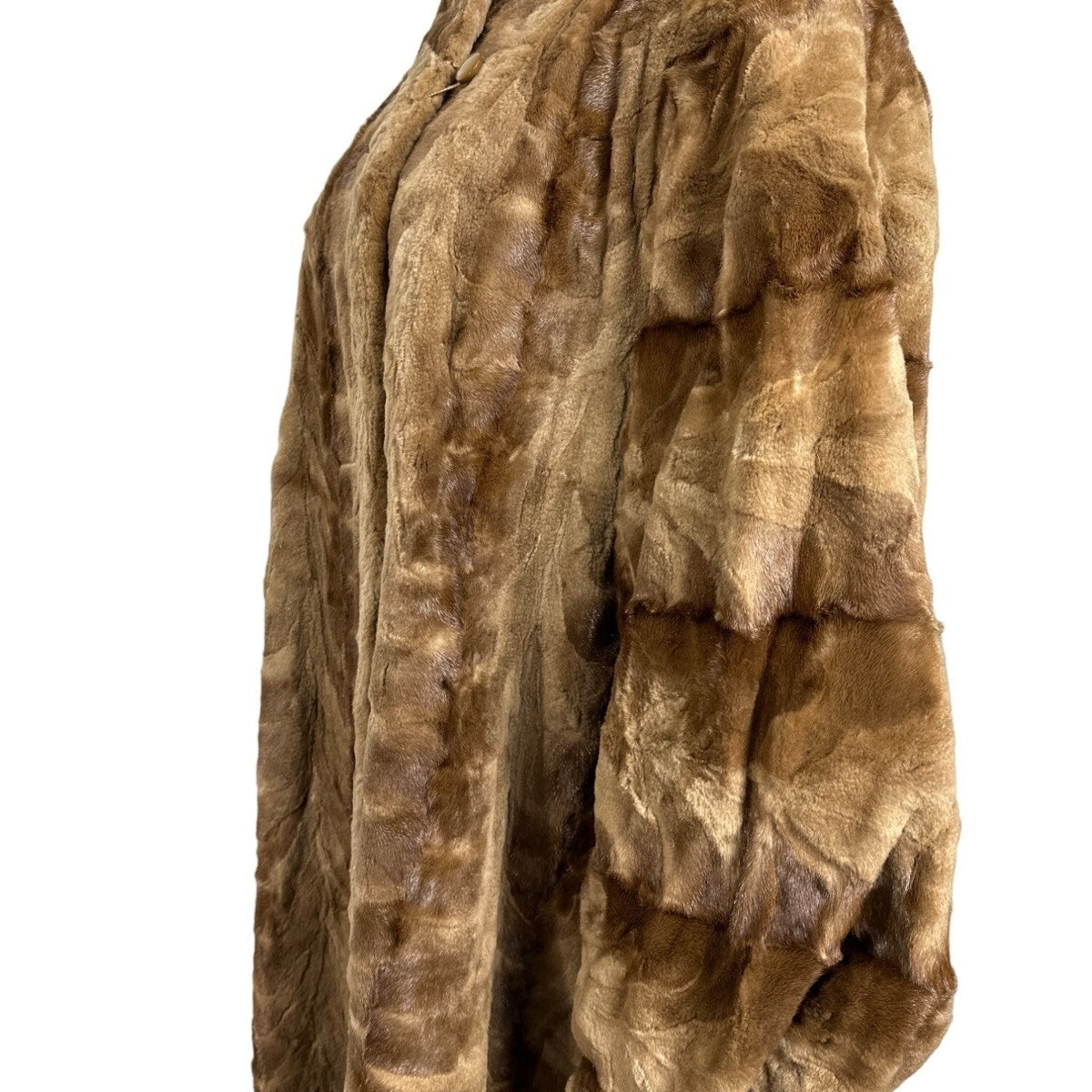 Vintage Gartenhaus Brown Long Fur Coat for Women