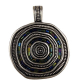 Silver Tone Magnetic Reversible Pendant Jewelry Multi-Color Glass Bead Circular