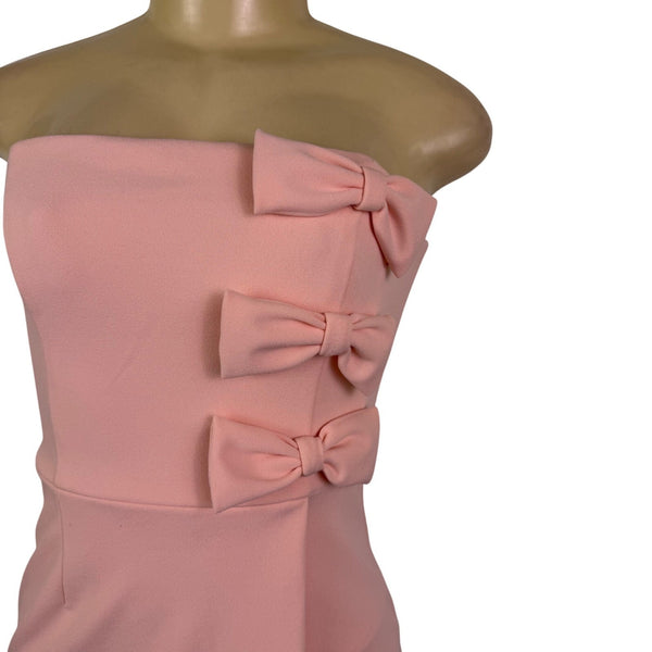Aqua Womens Pink Polyester Strapless Mini Dress With Bow Accents Size S