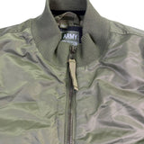 U.S. Army Mens Olive Nylon Bomber Jacket Lightweight Warm Ribbed Cuffs Pockets L