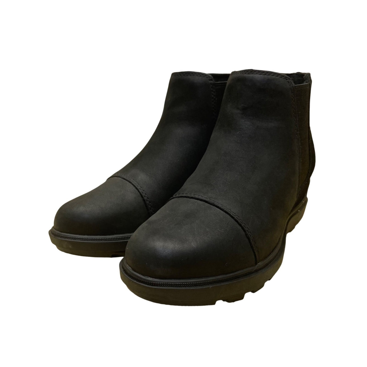 Sorel Women’s Black Suede Lug Sole Pull-On Evie ll Chelsea Boots Size 6