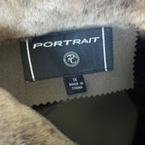 Portrait Women's Brown Button Up Collard Coat Lined With Faux Fur Sz 1X
