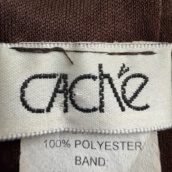 Cache Womens Brown Halter Maxi Gown With Metallic Gold Straps Sz 4