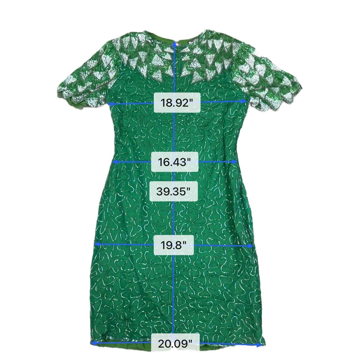 Royal Feelings Womens Green Silk Beaded Embellished Dress Rayon Lining Size M