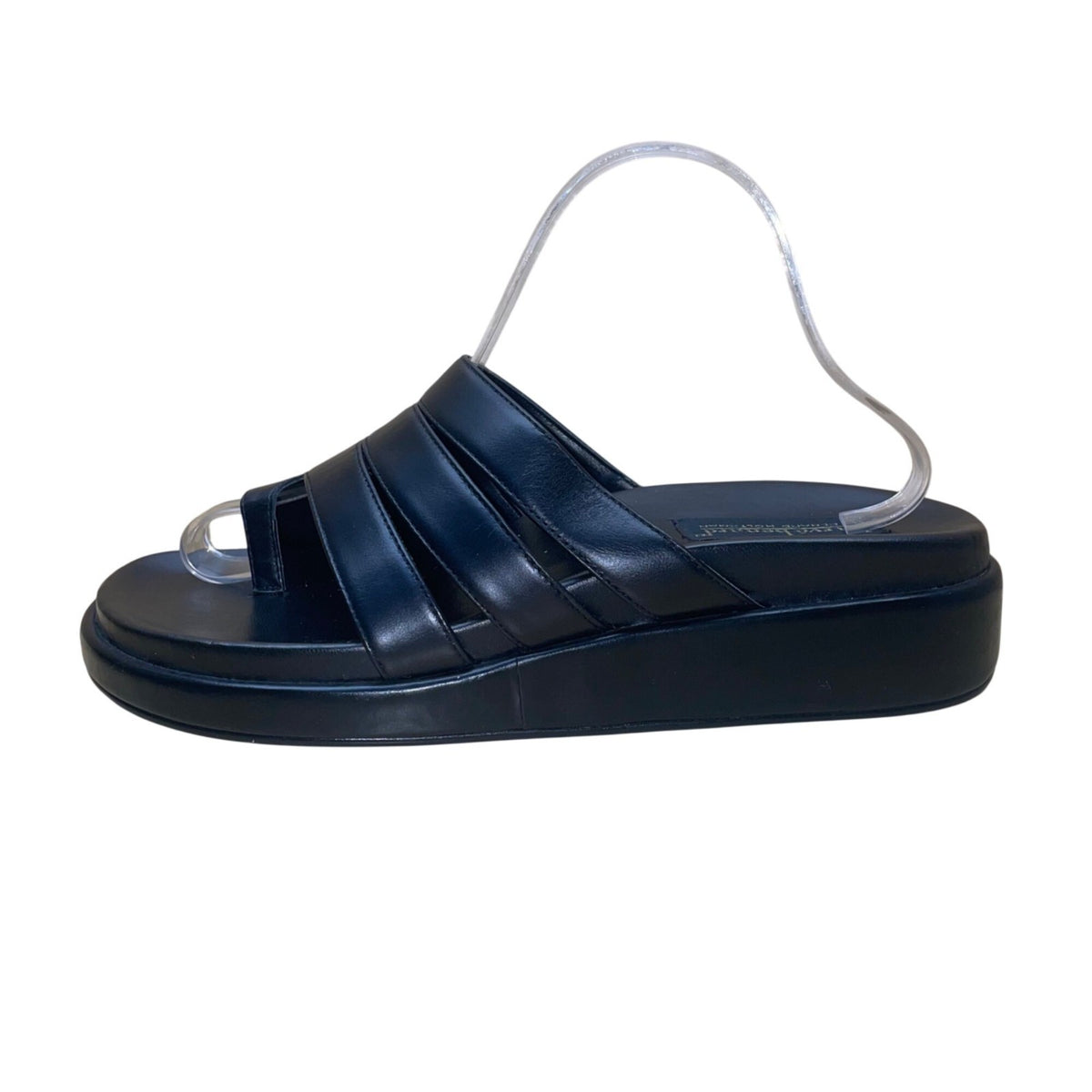 Harvé Benard Women’s Black Leather Slide Sandals Toe Loop Comfort Sole Size 10M