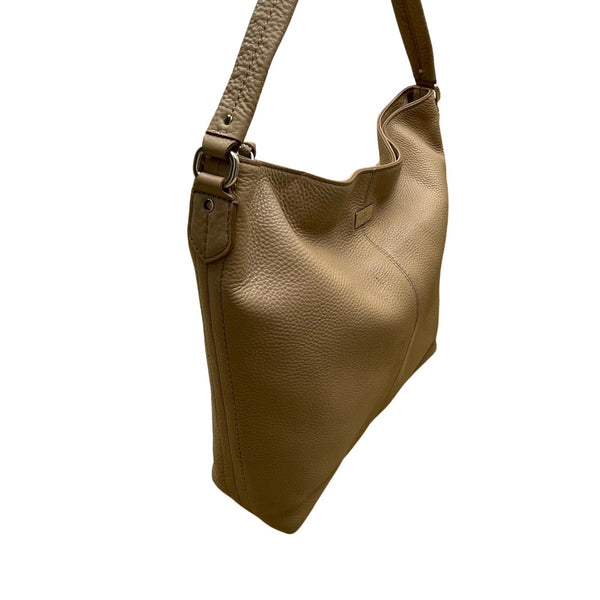 Cole Haan Women’s Tan Pebbled Leather Zippered Hobo Style Satchel Bag