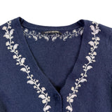 Lucky Brand Womens Navy Embroidered Button-Up Cardigan Size S