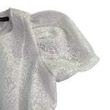 C By CQ Womens White Lace Puff-Sleeve Tiered Dress Floral Fully Lined Sz M