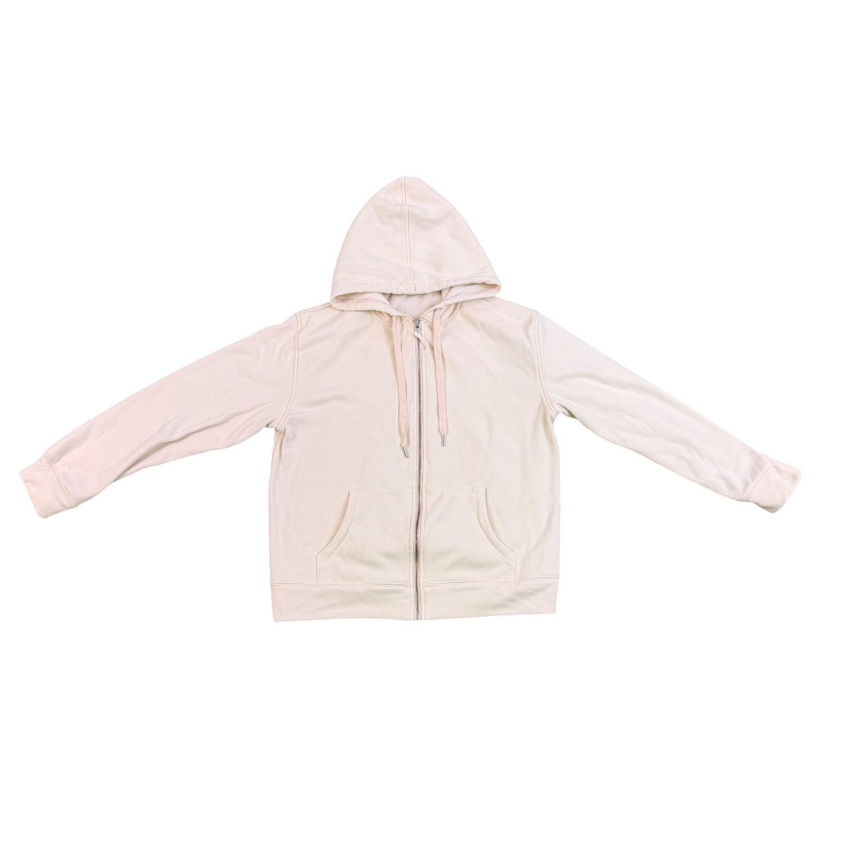 J.Crew Mens Beige  Cotton Hoodie Zip-Up  Casual Lightweight With Pockets Size L