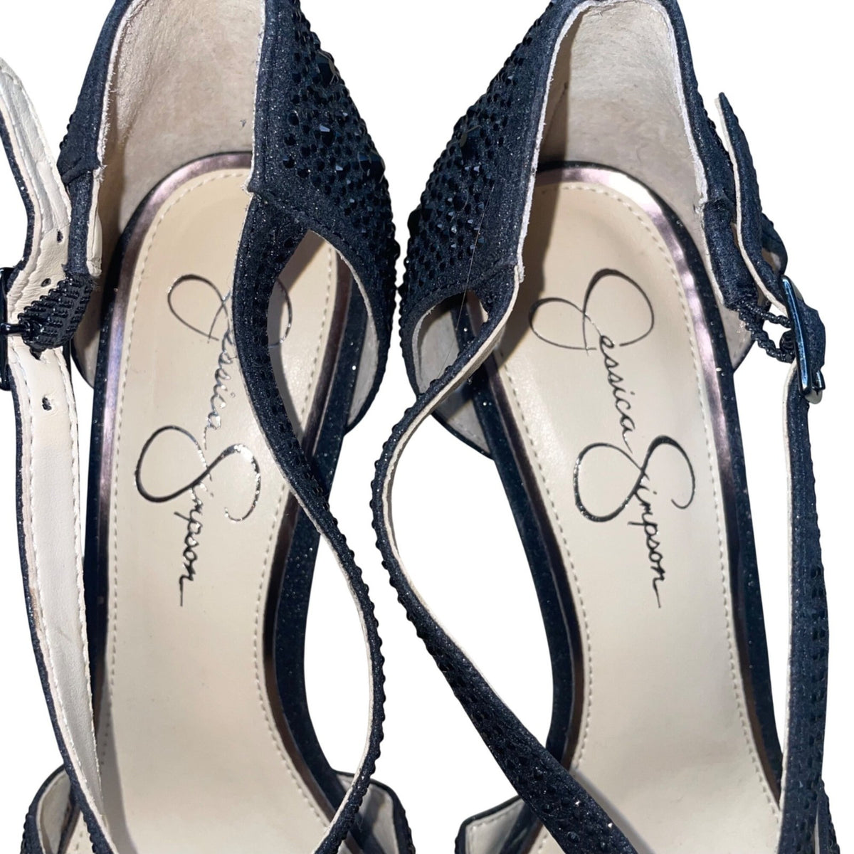 Jessica Simpson Women’s Black Rhinestone Embellished Pointed Toe Heels Size 9M