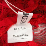 Reoria Womens Red Lace Halter Top Sheer Floral Tie-Neck Camisole Size M