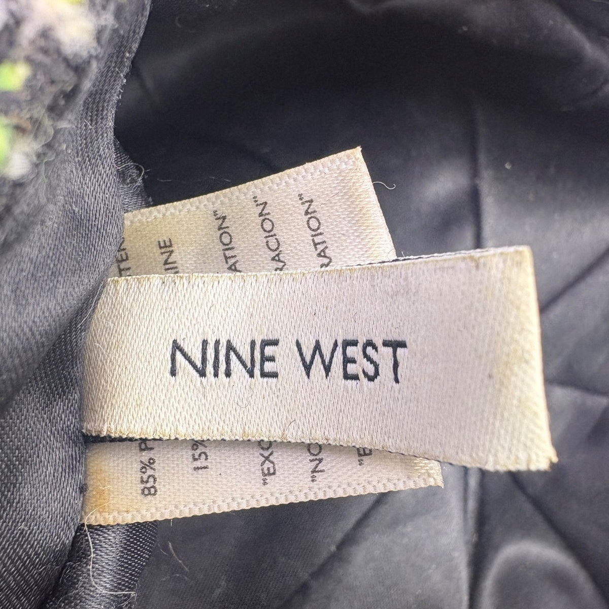 Nine West Womens Black Wool Newsboy Cap Button Tweed OS