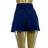 Zara Blue Elastic Waist Cotton Shorts Womens Size L