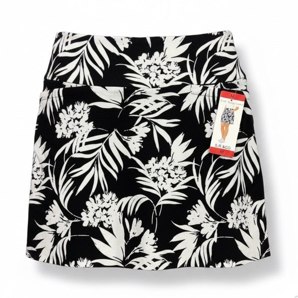 S.C.&Co. Womens Black & White Floral Print Skirt Size M