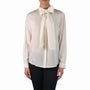 LILYSILK Womens Ivory 100% Mulberry Silk Tie Neck Blouse Long Sleeve  Sz M  New
