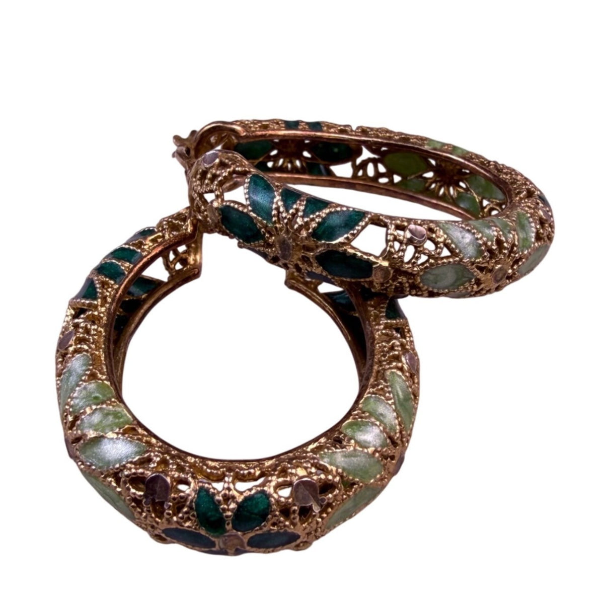 Fioria Womens Gold Tone Enamel Hoop Earrings 925 Silver