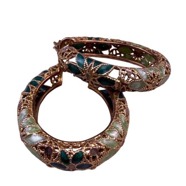 Fioria Womens Gold Tone Enamel Hoop Earrings 925 Silver