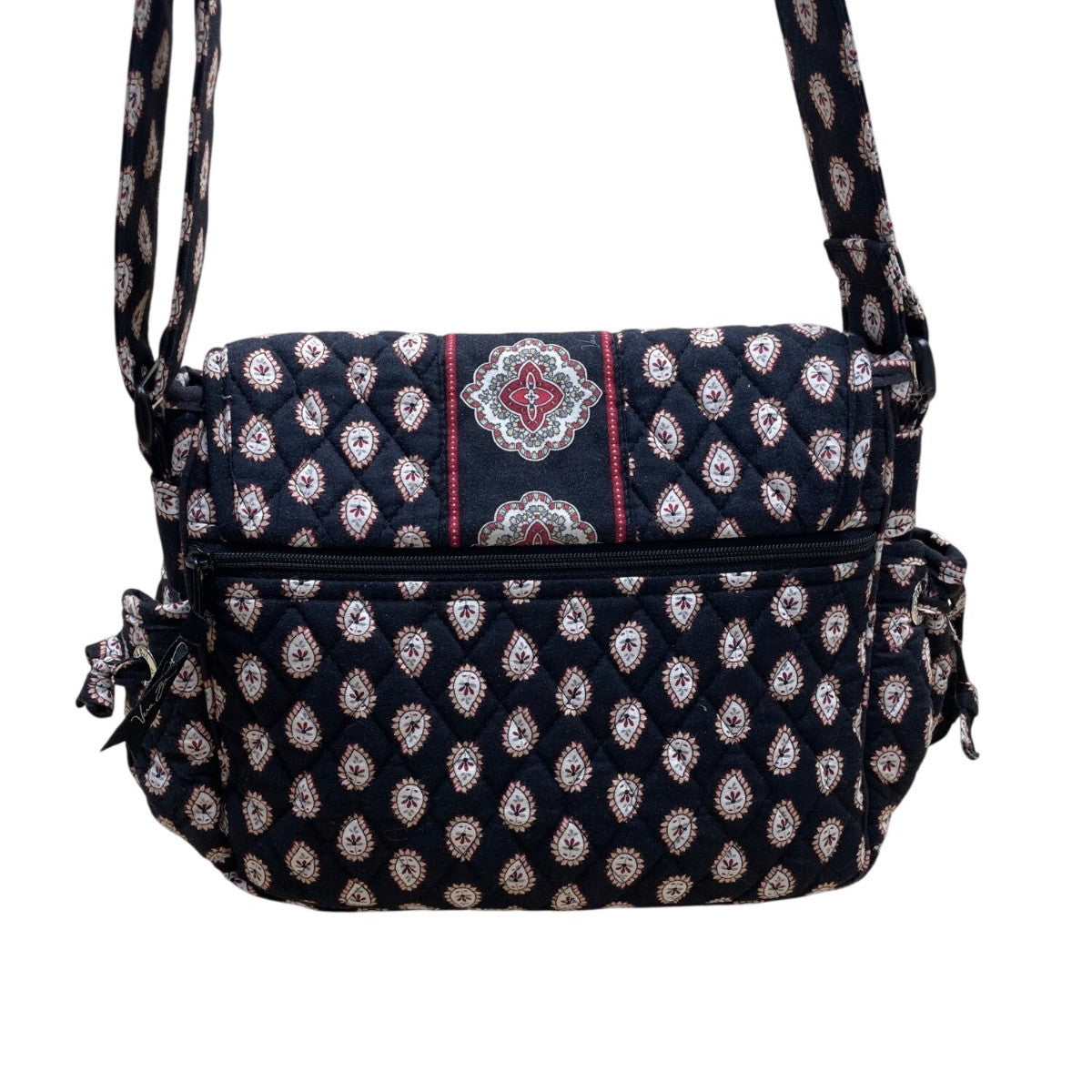Vera Bradley Women’s Black Quilted Paisley Floral  Adjustable Crossbody Bag
