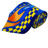 Rush Limbaugh No Boundaries Collections Blue Silk Tie Flame & Checkered Pattern