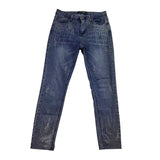 Be You Womens Blue Denim Embellished Distressed Skinny Jeans Size L