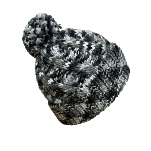 Columbia Womens Black Gray Acrylic Knit Pom Winter Beanie Hat One Size Fits All