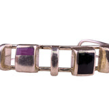 Handmade Mexico Taxco Sterling Silver Womens Cuff Bracelet Inlay Mexico 