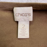 Chicos Womens Tan Lace Overlay Knit Jacket With Pockets & 3/4 Sleeves Size 2