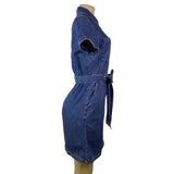 J. Crew Womens Blue Cotton Denim Belted Shirt Dress Pocket Detail Casual Size O