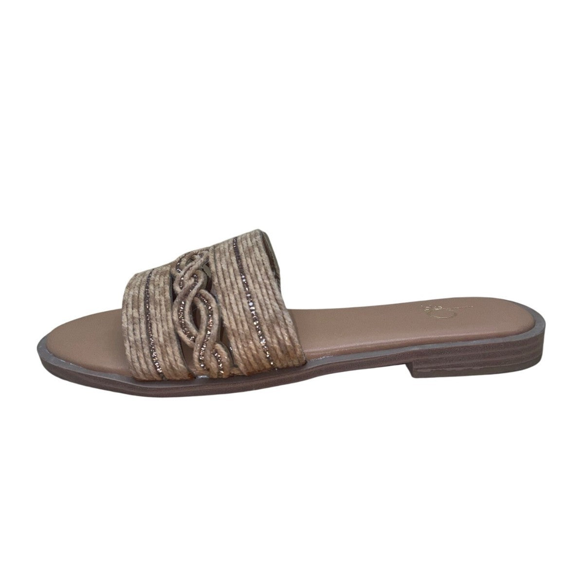 Bks Women’s Brown Braided Embellished Strap Slide Benda Casual Sandals Size 7