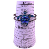 Silver Tone Womens Blue Rhinestone Turtle  Bracelet Adjustable Charm Jewelry