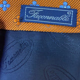 Faconnable  Mens Orange & Blue Floral Silk Necktie Elegant Design