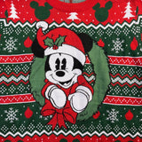 Disney Unisex Green Red Mickey Mouse Holiday Sweater Christmas Size Large