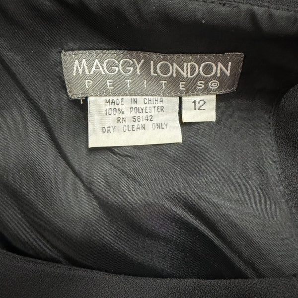 Maggy London Womens Black Polyester Sleeveless Midi Dress Keyhole Back Size 12