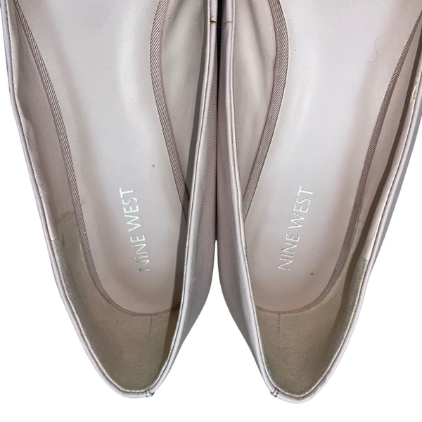 Nine West Women’s Pink Leather Slip-On Pointed Toe Onlee Ballet Flats Size 10M