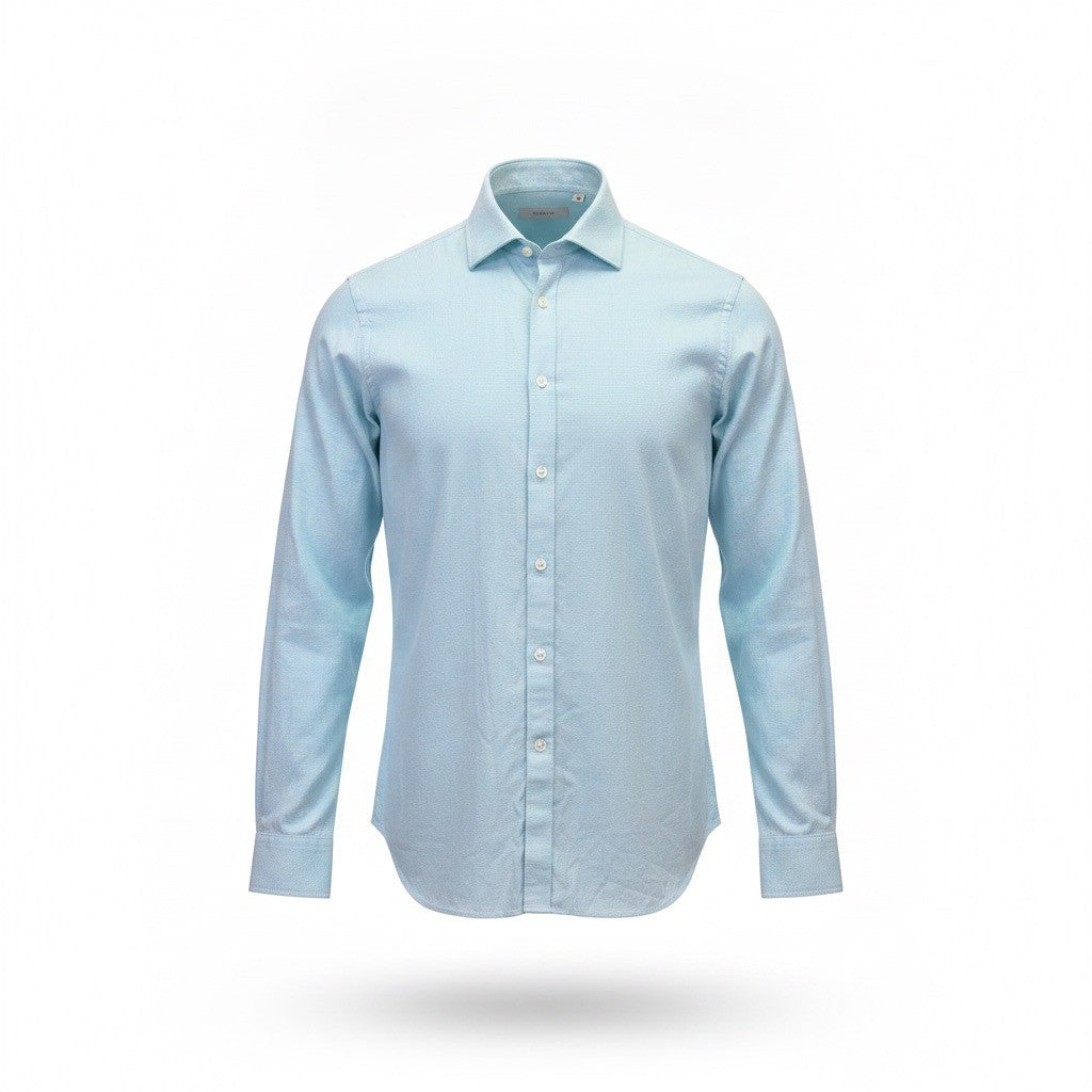 Michael Kors Mens Light Blue Cotton Blend Slim Fit Button-Up Dress Shirt Size L
