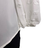 Gaovot Women’s White V-Neck Blouse Textured Long Sleeve Dot Details Size M - New