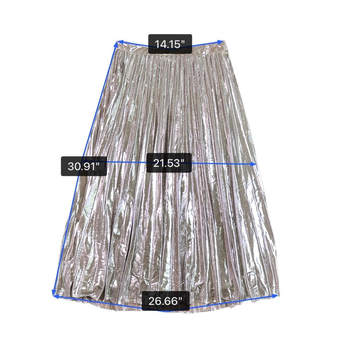 State Womens Silver Metallic Pleated Midi Skirt Size 8