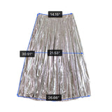 State Womens Silver Metallic Pleated Midi Skirt Size 8