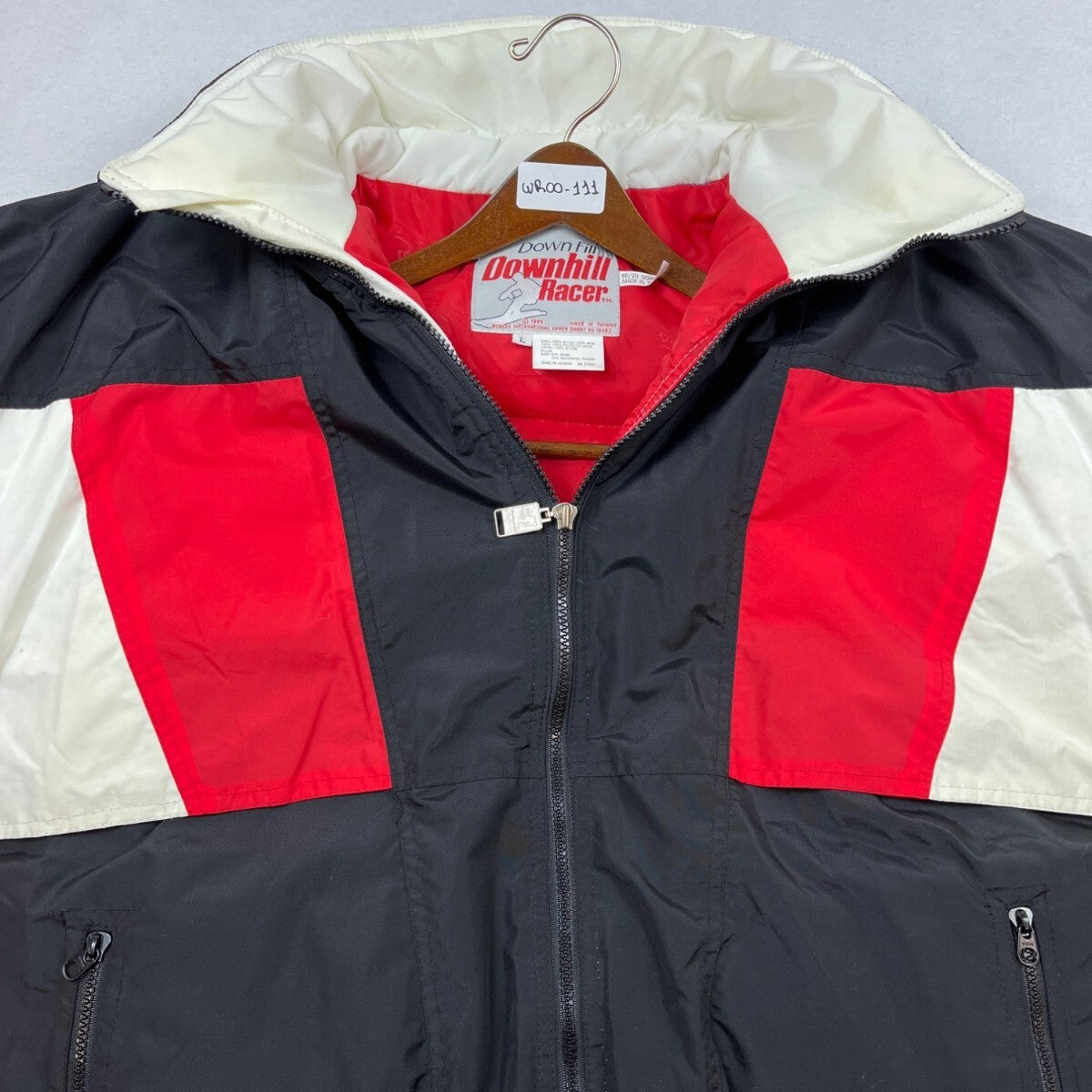 Downhill Racer Mens Colorblock Ski Jacket Black Red White Winter Coat Size L