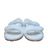 Revitalign Women’s White Fuzzy Comfortable Double Straps Slide Sandals Size 9.5B