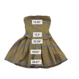 Francescas Womens Khaki Cotton Strapless Belted Dress Pleated Casual Chic Sz XS 