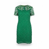 Royal Feelings Womens Green Silk Beaded Embellished Dress Rayon Lining Size M