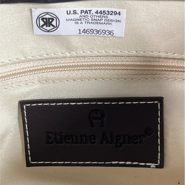 Etienne Aigner Women's Brown And Beige Woven Shoulder Bag and Wallet 2 Piece Set