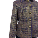 Vintage Draper’s & Damons Women’s Gold and Purple Tweed Blazer Coat Sz M