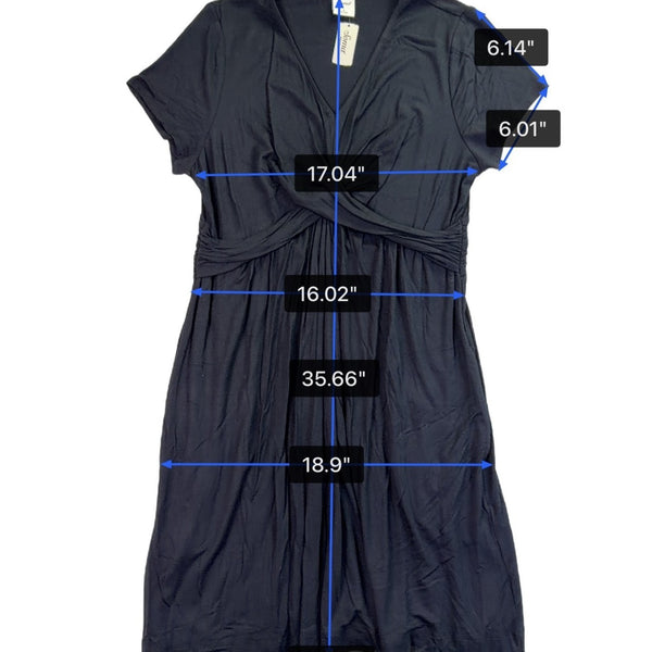Soma Womens Black Short Sleeve Wrap  Dress Chic & Versatile Style Size L