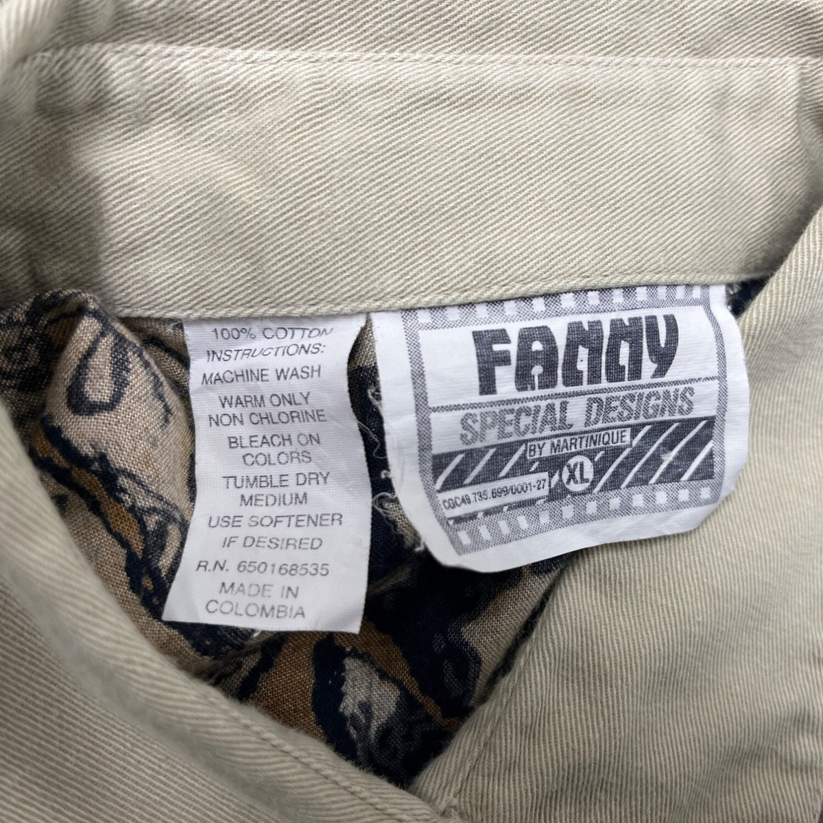Fanny Special designs Vintage Mens Short Sleeve Western Shirt Beige & Black Sz X