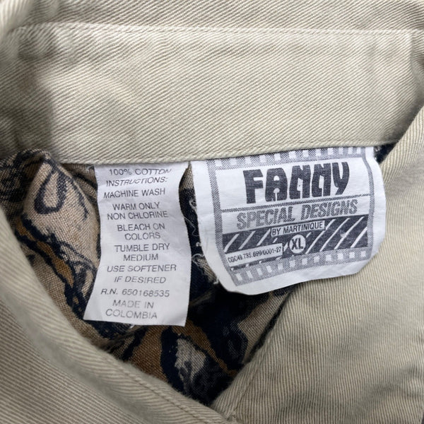 Fanny Special designs Vintage Mens Short Sleeve Western Shirt Beige & Black Sz X