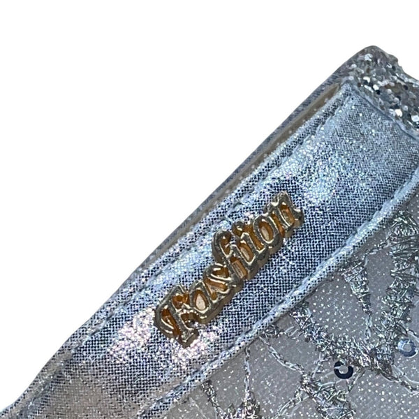 FashionShoes Women’s Silver Glitter Mesh Chic Slip-On Open-Toe Block Heel Sz 37
