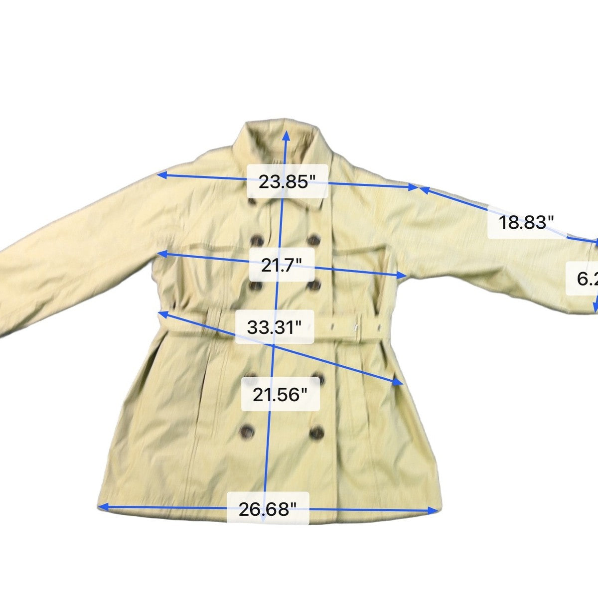 L.L.Bean Women’s Beige Trench Coat Belted Double-Breasted Petite Sz XL 