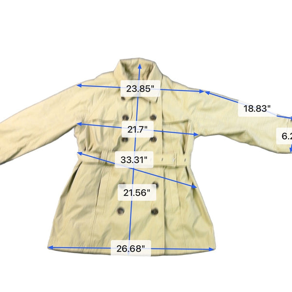 L.L.Bean Women’s Beige Trench Coat Belted Double-Breasted Petite Sz XL 